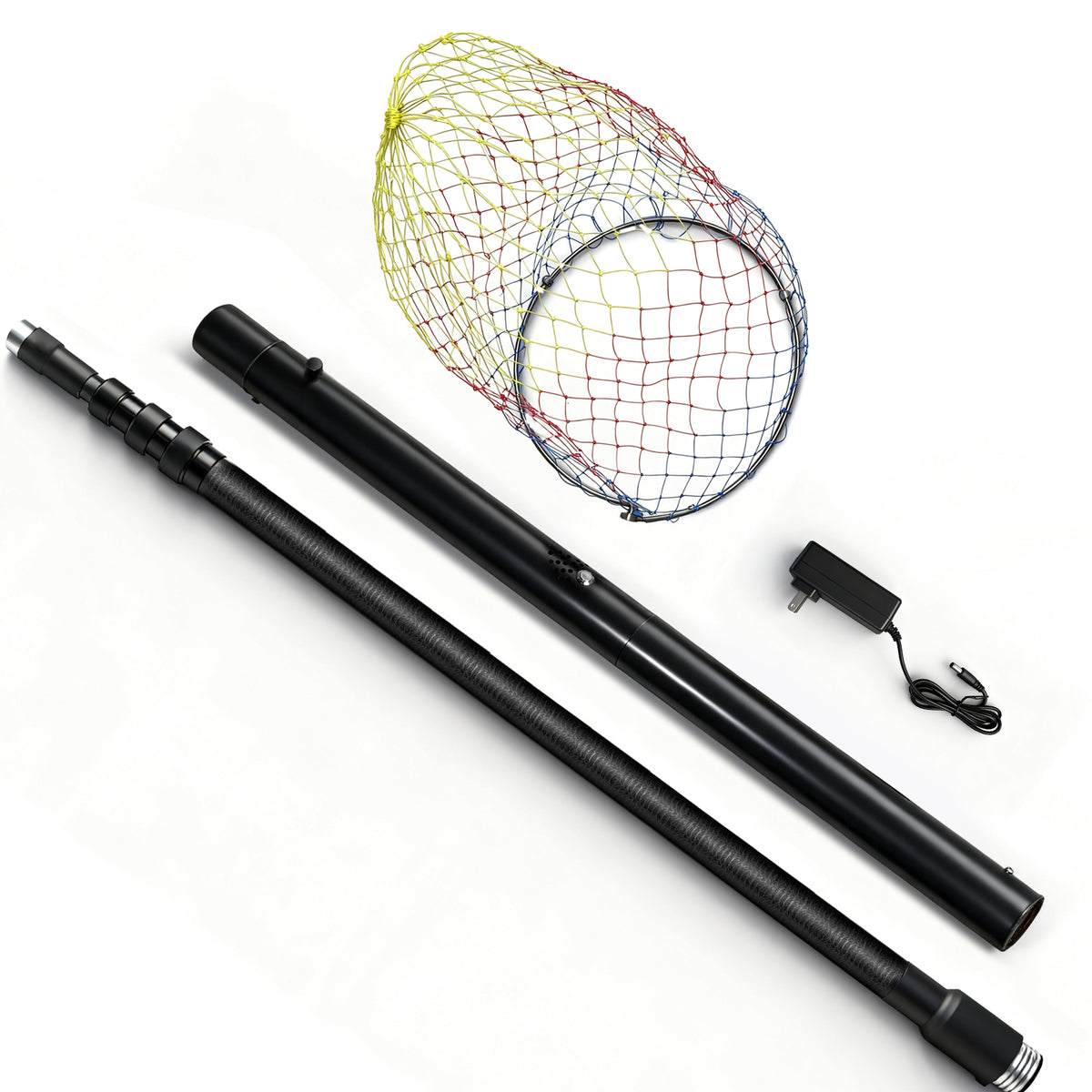 Battery Powered Carbon Fiber Landing Net with Extendable Handle
